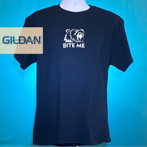 NEW Bear TSHIRT Bite Me Tee t-shirt Black - Picture 1 of 3